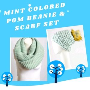 OCTOBER LOVE Bundle of "Mint Colored" Beanie-Scarf